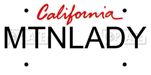 MTNLADY California License Plate