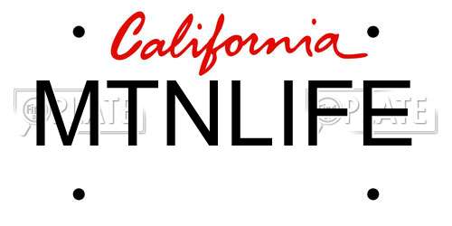 MTNLIFE California License Plate