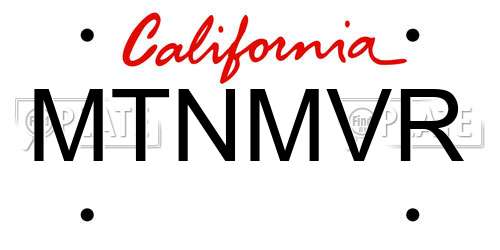 MTNMVR California License Plate
