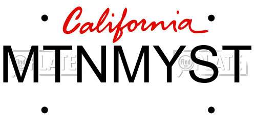 MTNMYST California License Plate