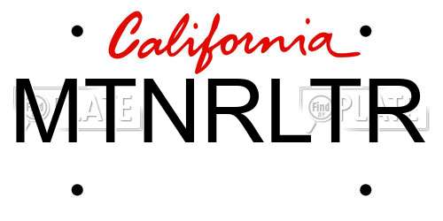MTNRLTR California License Plate