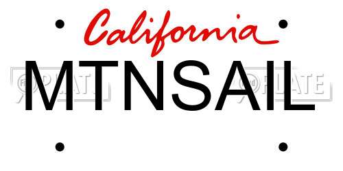 MTNSAIL California License Plate