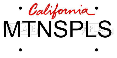 MTNSPLS California License Plate