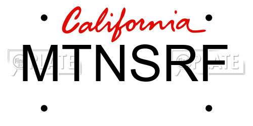 MTNSRF California License Plate