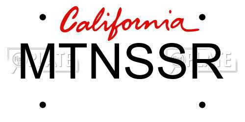 MTNSSR California License Plate