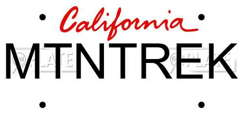 MTNTREK California License Plate