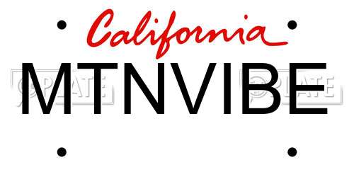 MTNVIBE California License Plate