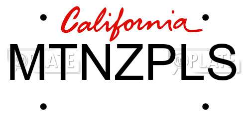 MTNZPLS California License Plate