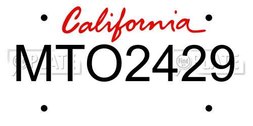 MTO2429 California License Plate