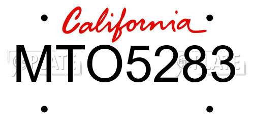 MTO5283 California License Plate