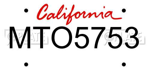 MTO5753 California License Plate