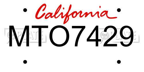 MTO7429 California License Plate