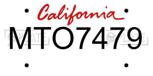MTO7479 California License Plate
