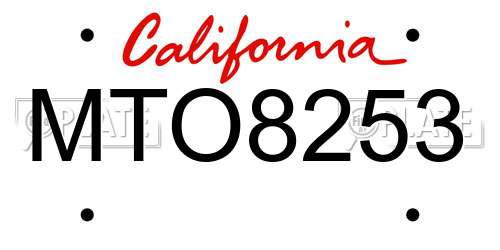 MTO8253 California License Plate