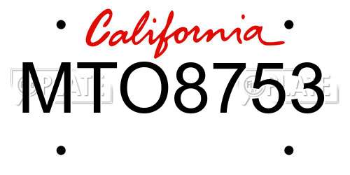 MTO8753 California License Plate