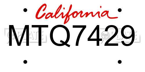 MTQ7429 California License Plate