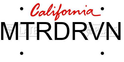 MTRDRVN California License Plate