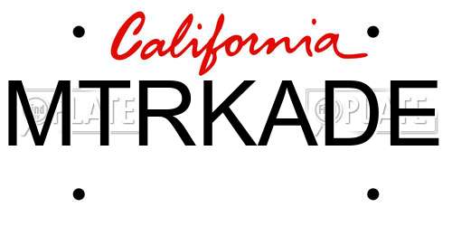 MTRKADE California License Plate