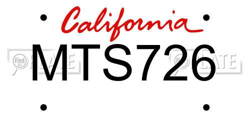 MTS726 California License Plate
