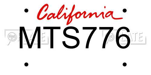 MTS776 California License Plate