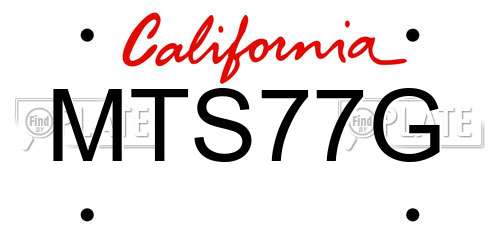 MTS77G California License Plate
