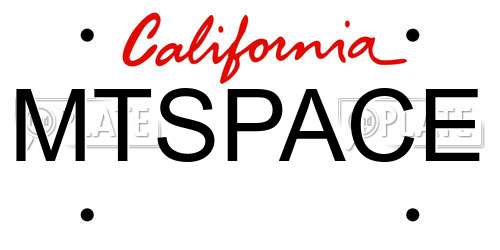 MTSPACE California License Plate