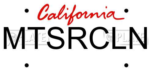 MTSRCLN California License Plate