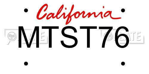MTST76 California License Plate
