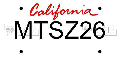 MTSZ26 California License Plate
