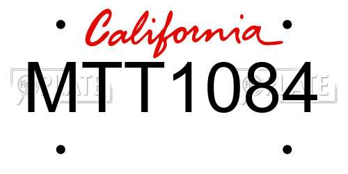 MTT1084 California License Plate