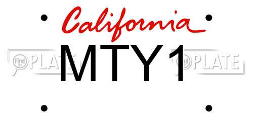 MTY1 California License Plate