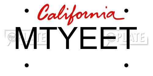 MTYEET California License Plate