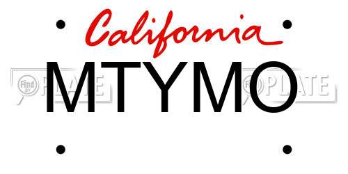 MTYMO California License Plate
