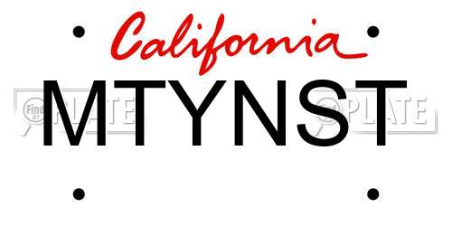MTYNST California License Plate
