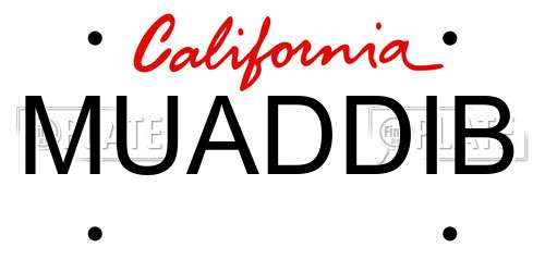 MUADDIB California License Plate