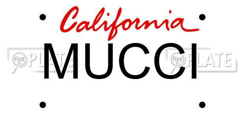 MUCCI California License Plate