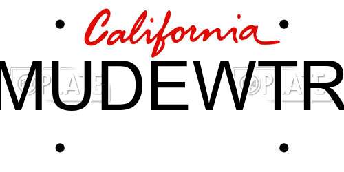MUDEWTR California License Plate