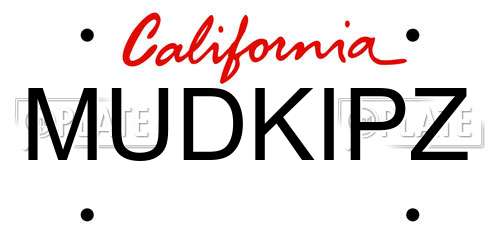 MUDKIPZ California License Plate