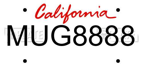MUG8888 California License Plate