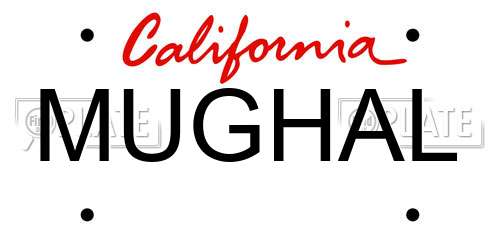 MUGHAL California License Plate