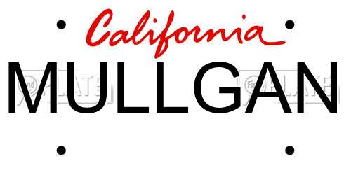 MULLGAN California License Plate