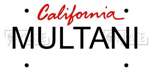 MULTANI California License Plate