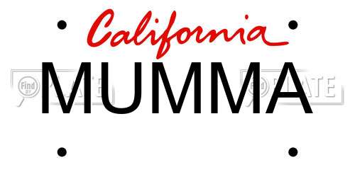 MUMMA California License Plate