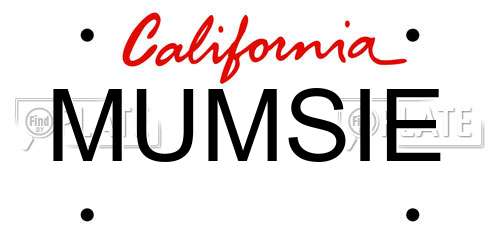 MUMSIE California License Plate