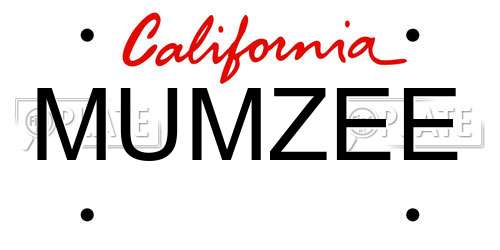MUMZEE California License Plate