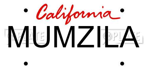 MUMZILA California License Plate