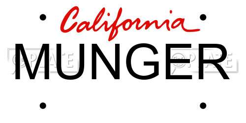 MUNGER California License Plate