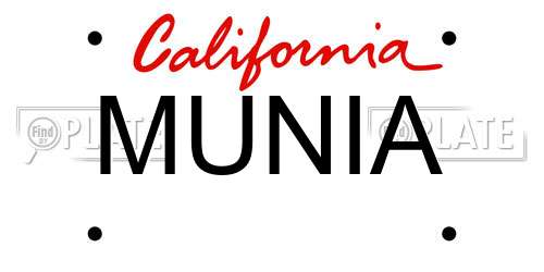 MUNIA California License Plate