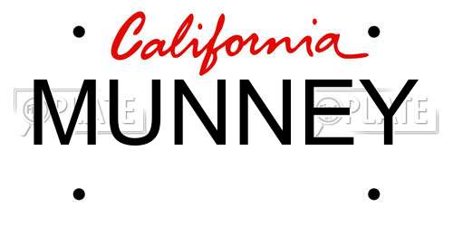 MUNNEY California License Plate