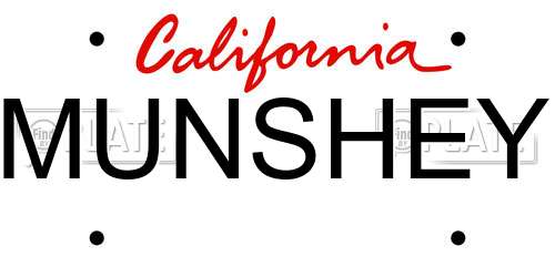 MUNSHEY California License Plate